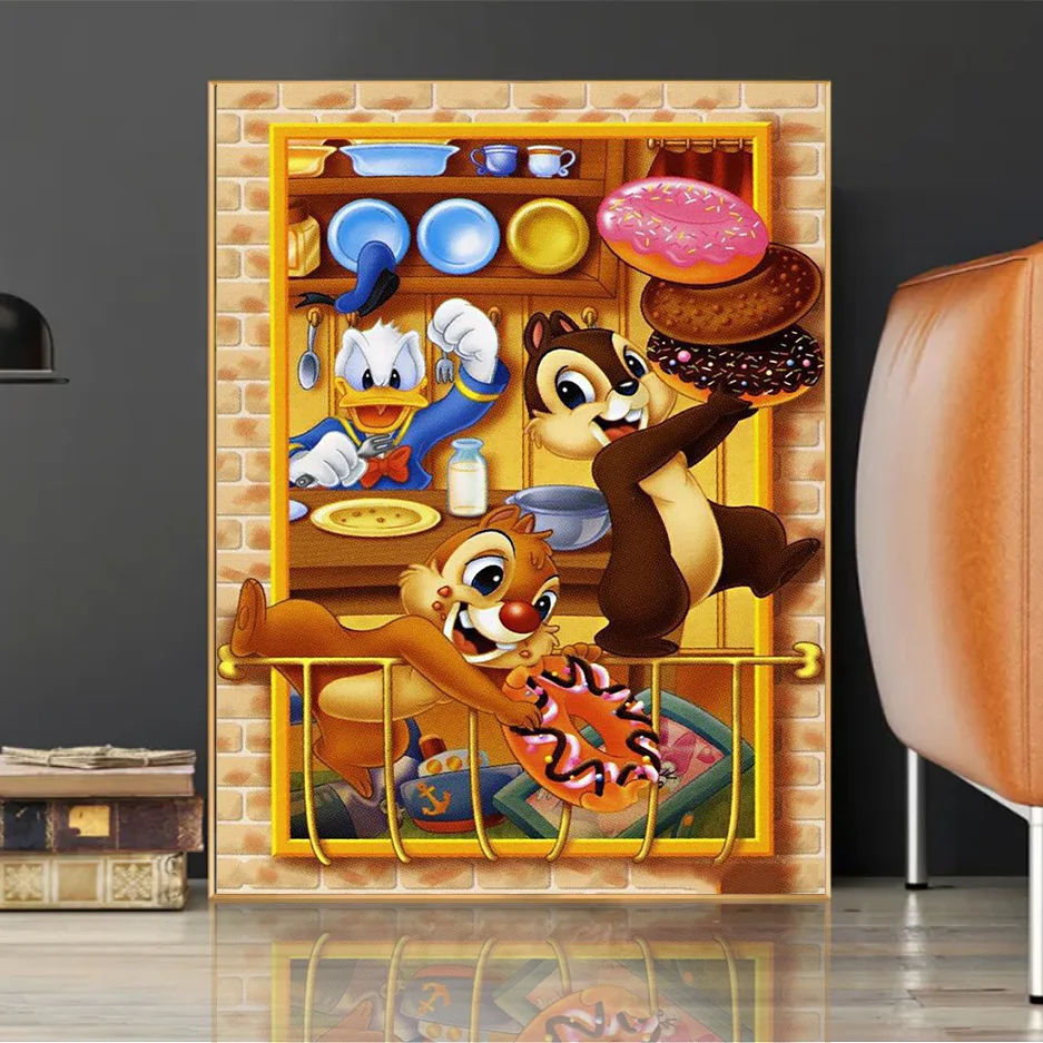 5D Disney Diamond Painting Chip 'n' Cartoon Animal Mosaic Art Chipmunk Brother Donut Rhinestone Embroidery Home Decor Gift