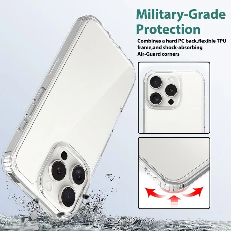 Ultra Thin Transparent Hard Acrylic Phone Case For iPhone 16 15 14 Plus 13 12 11 Pro Max Phone Back Case Clear Shockproof Cover