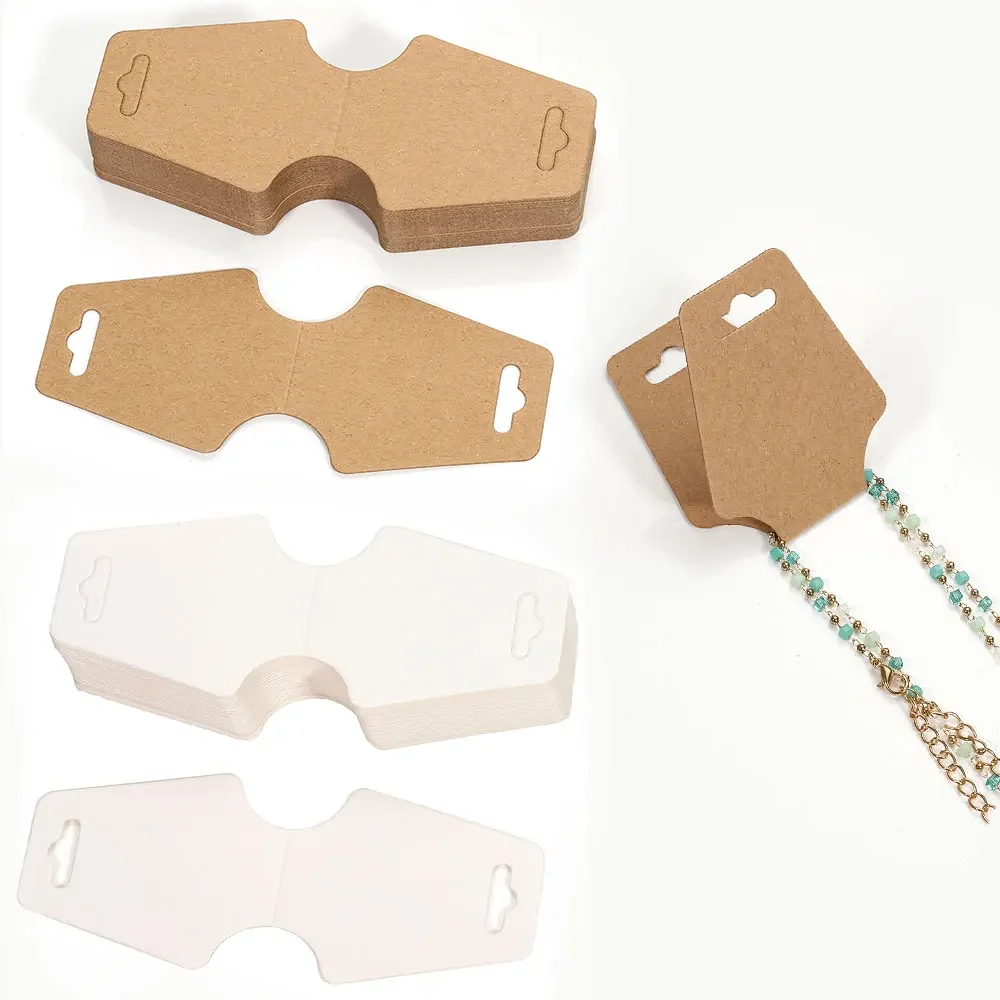 

Foldable Display Cards Necklace Bracelet Kraft Paper Card for DIY Jewelry Retail Cardboard Packaging Tags Label