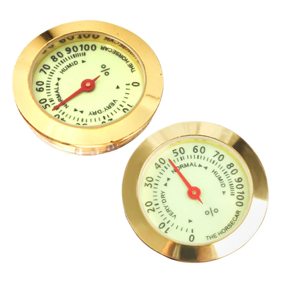 

2pcs Analog Hygrometer For Cigar Humidor Small Luminous Round Mechanical Gauge Humidor Accessories Precise Humidity Monitoring