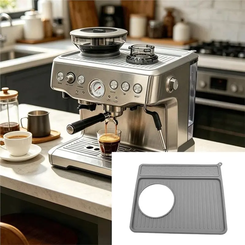 AB41-Tamping Mat For Breville 870/880 Espresso Machine Tamping Mat Silicone Top Mat Waterproof Heat Resistant Prevent Scratching