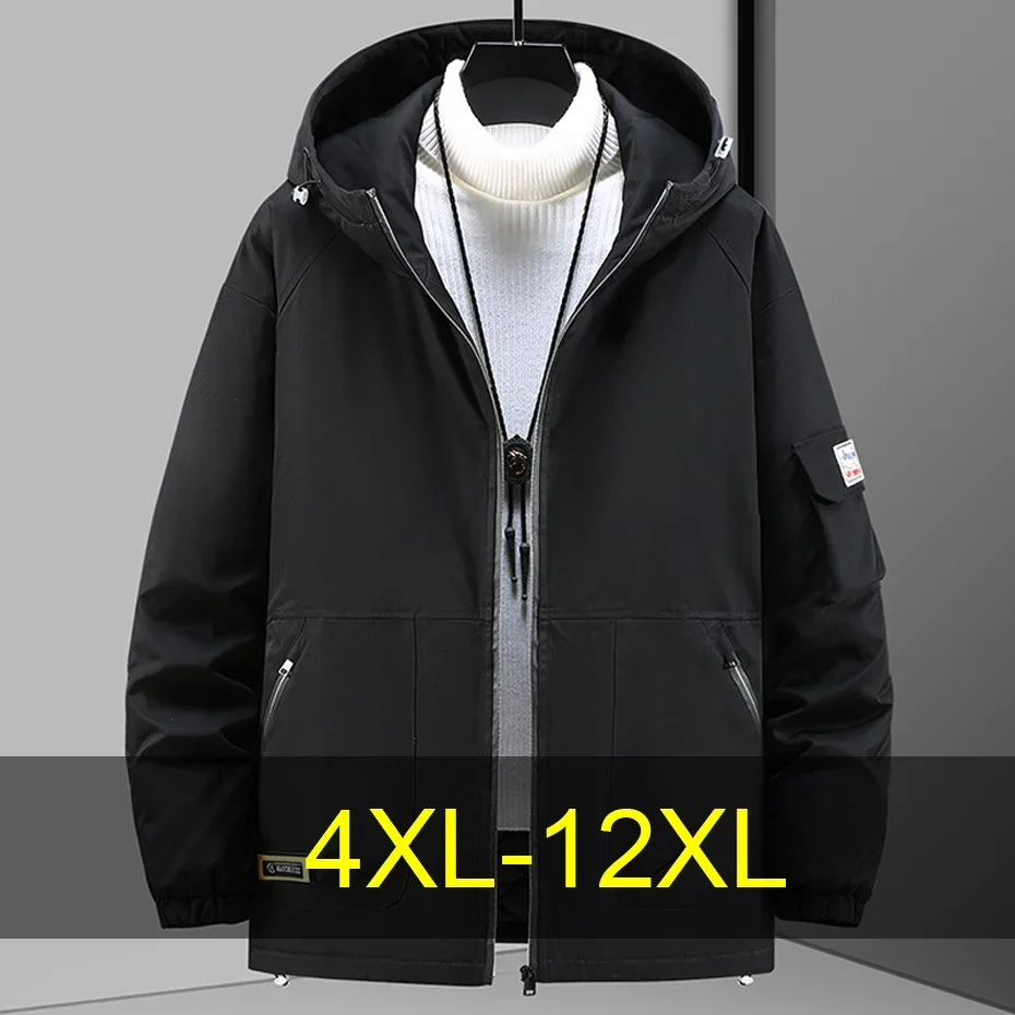 

Winter Waterproof Parkas Men Thick Jacket 12XL 10XL Plus Size Cargo Parkas Male Fashion Casual Solid Color Parkas Male Big Size