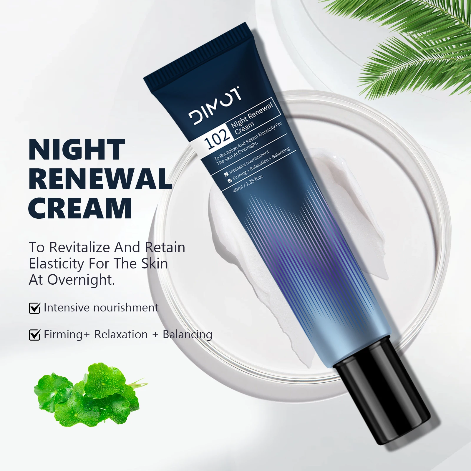 DIMOT crema de renovación nocturna Centella Asiatica crema hidratante Facial ácido hialurónico colágeno cara apretar los productos para el cuidado de la piel