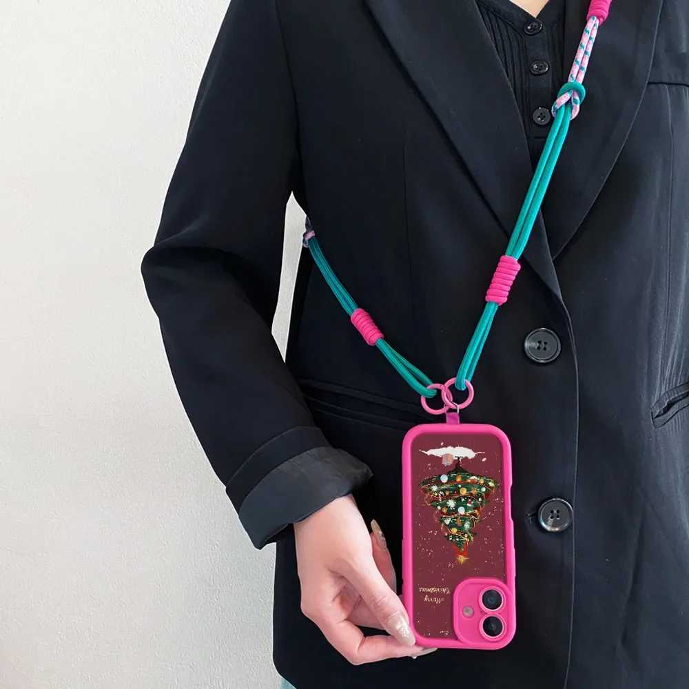 2025 crossbody cordão caso de telefone para xiaomi 14t 13t 12t 11t pro 15 14 13 12 11 lite ultra árvore natal corda longa capa macia