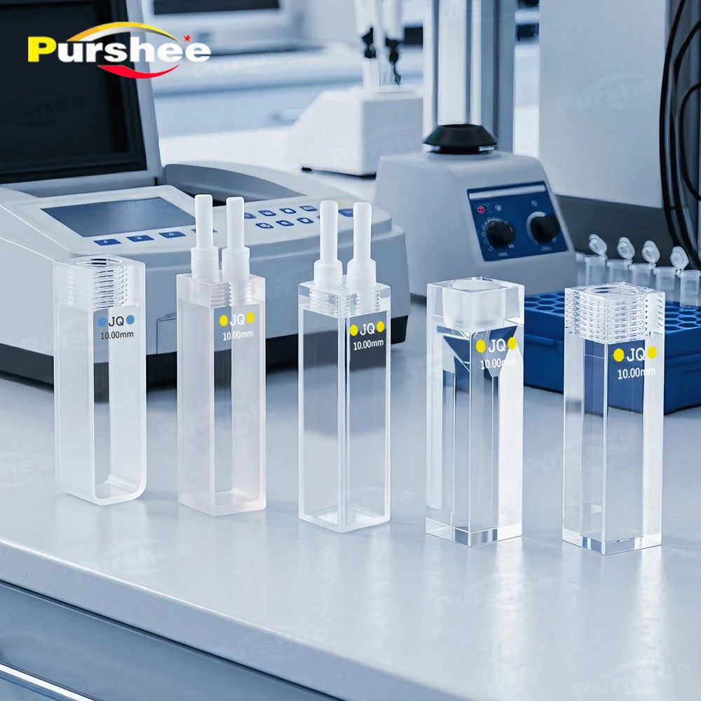 10mm Sealed Quartz Cuvette with Internal Thread 2/4-Window intered Fusion & Optical Contact Heat Resistant for Spectrophotometer