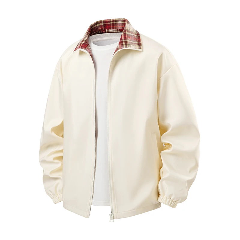Plaid Patchwork Jackets for Man Clothes Luxury Designer Loose Cardigan Streetwear Men Casual Hip Hop Stand Collar Bomber Jacket