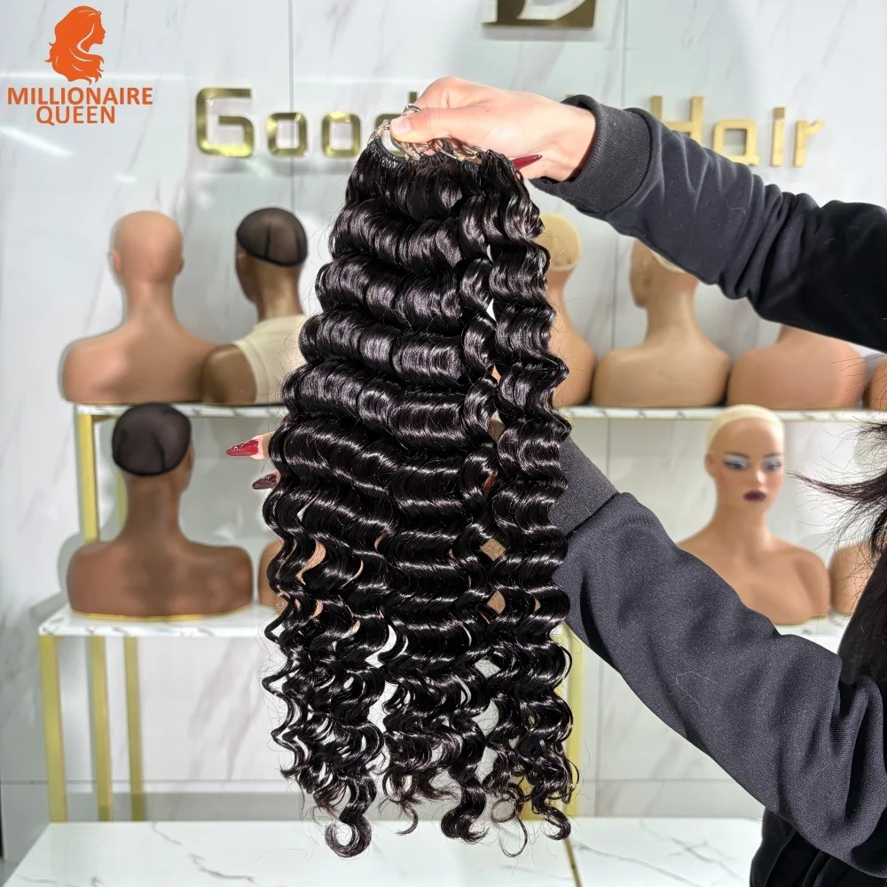 100% الشعر البشري 15A موجة عميقة الكروشيه ريشة شعر مستعار بشري Knotless الكروشيه الشعر على التخليص بيع المليونير الملكة #3