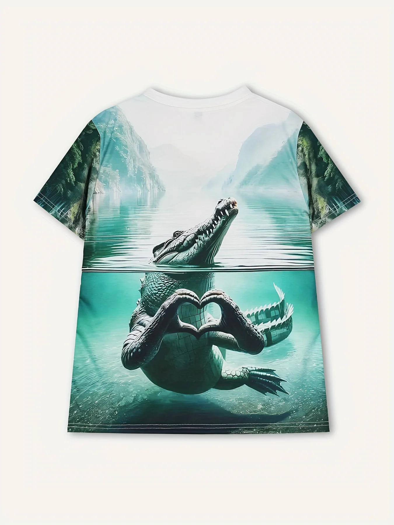 

Spring and Summer Casual Men's and Women's Crocodile Animal Pattern 3D Print Round Neck Short-sleeved T-shirt