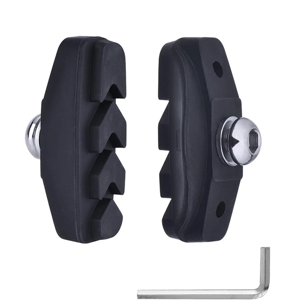 50mm Rennrad V-Bremsbeläge aus Gummimischung mit Schlammführungsrille für Allwetter-Radfahren, schwarz, 1 Paar mit Werkzeug – Detail 6