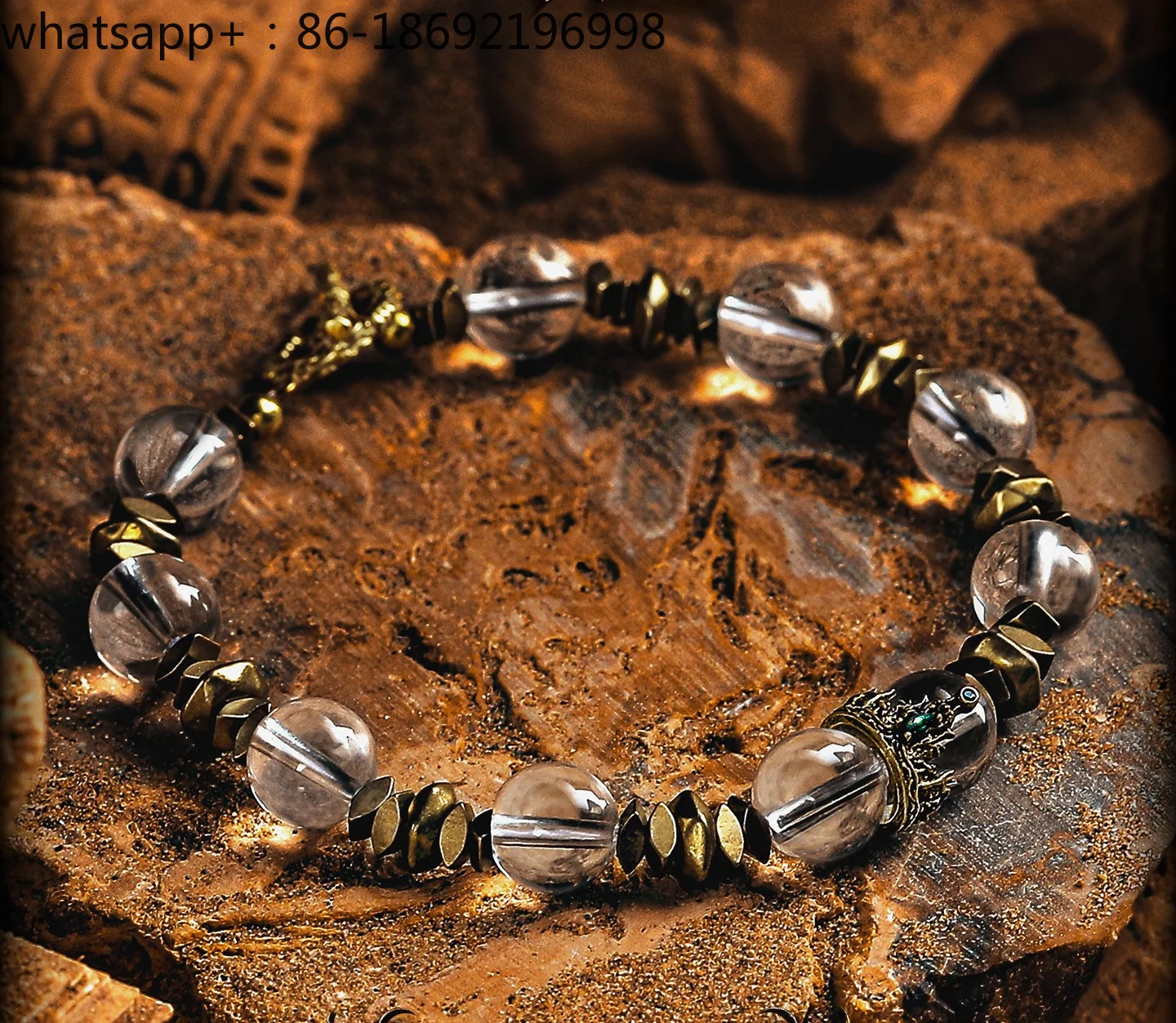 [The Land of The North] Brazilian Clean Body White Crystal Bracelet Men's Retro Bead Bracelet