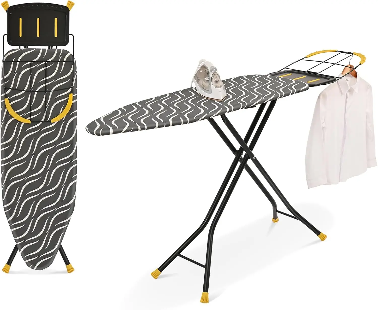 

Полноразмерная складная гладильная доска с металлической панелью, регулируемой высотой, термостойким чехлом, удобная для хранения