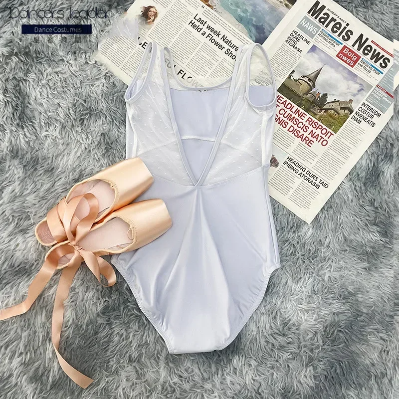 Ballet Leotard for Sleeveless Practice Clothes Star Mesh Embroidery Gymnastics Leotard Ballet Actress Performance Clothing