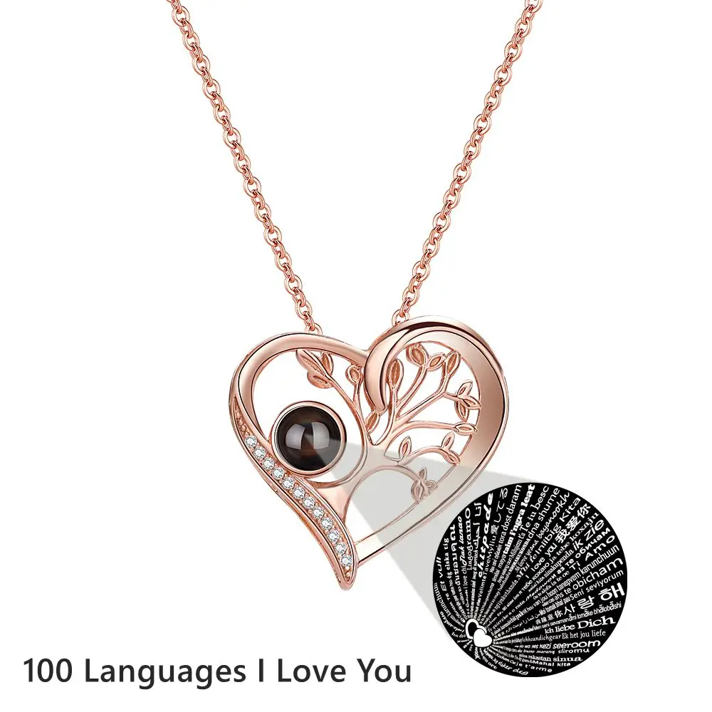 Customized Photo Projection Necklace Custom Photo Necklace for Women Lover Heart Pendant Personalized Jewelry Mother's Day Gift
