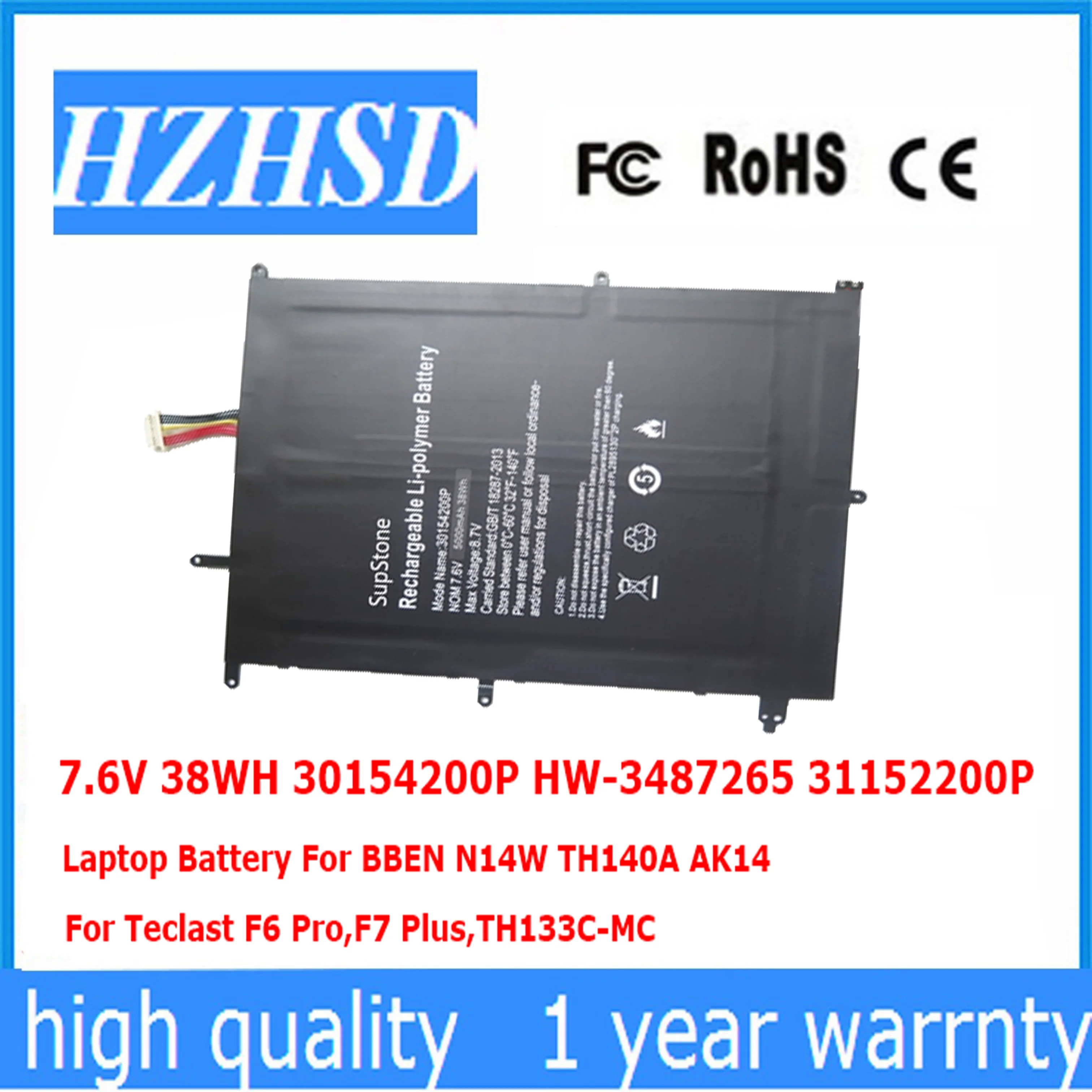 

7.6V 38WH 30154200P HW-3487265 31152200P Laptop Battery For BBEN N14W TH140A AK14 For Teclast F6 Pro,F7 Plus,TH133C-MC