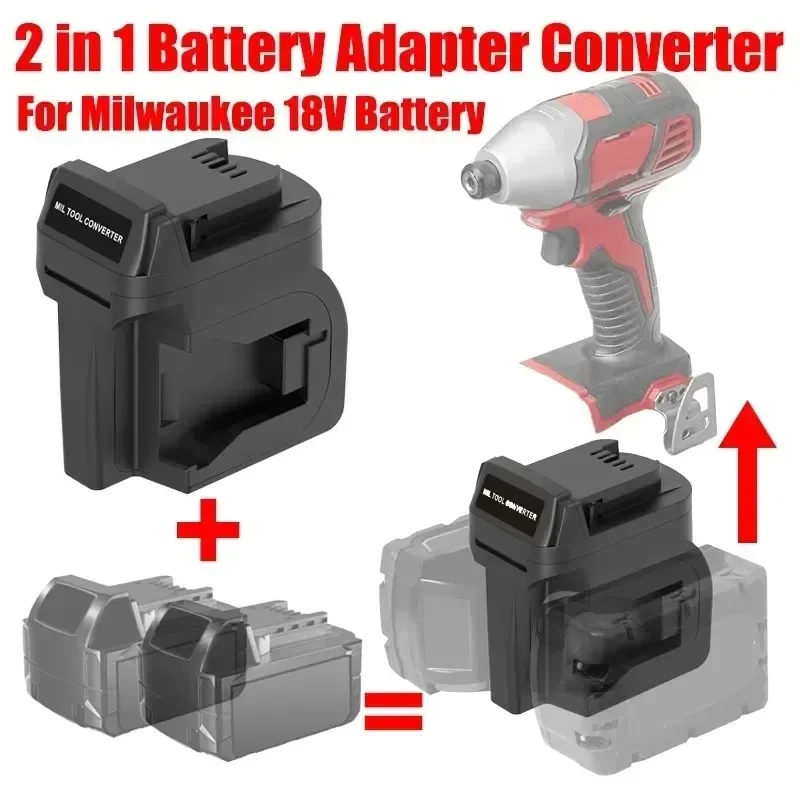 MIL18MIL 2-in-1 Power Tool Battery Adapter Compatible for Milwaukee 18V 2 Packs Batteries for Milwaukee 18V Cordless Power Tools