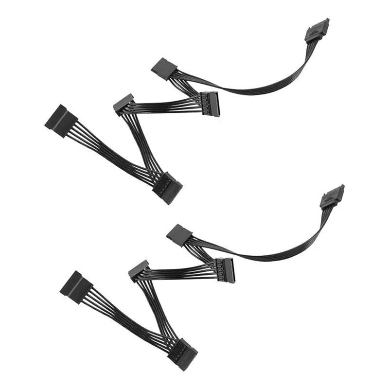 AY14 -2PCS 15 Pin SATA Power Extension Hard Drive Cable 1 Male To 5 Female Power Supply Splitter Adapter Cable