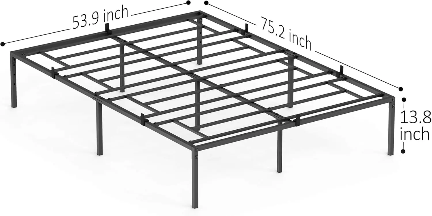 

Full Size Bed Frame, Metal Full Platform Bed, 14 Inch No Box Spring Needed, Easy Assembly, Black Mattress Foundation