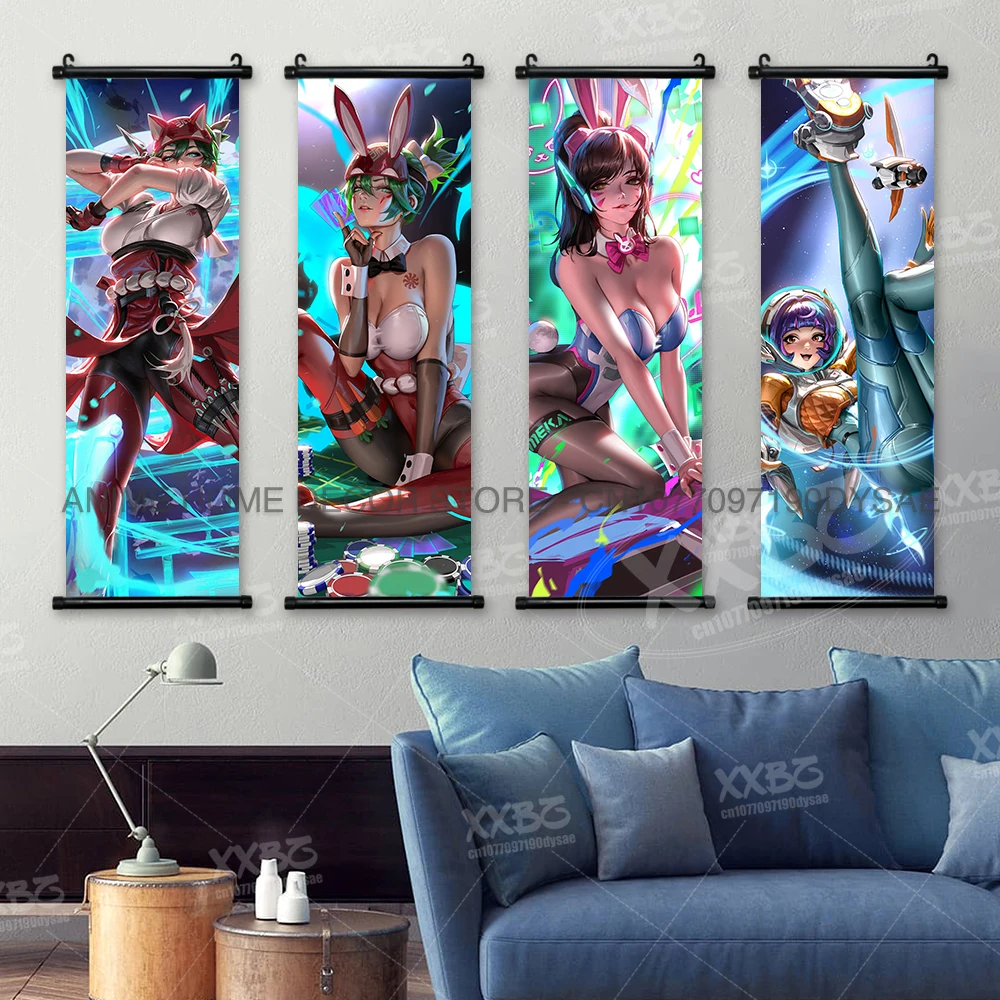 Overwatch Poster Game Hanging Painting Ashe Wallpaper Widowmaker Scrolls Picture D.Va Home Decoration Brigitte Room Wall Artwrok