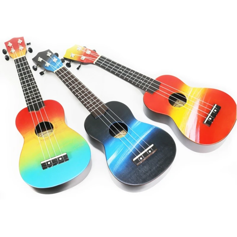 21 Inches Ukulele Mini Hand Painted Ukuleles Beginners Basswood Panel Ukulele Entry Level ABS Backboard Ukuleles for Children