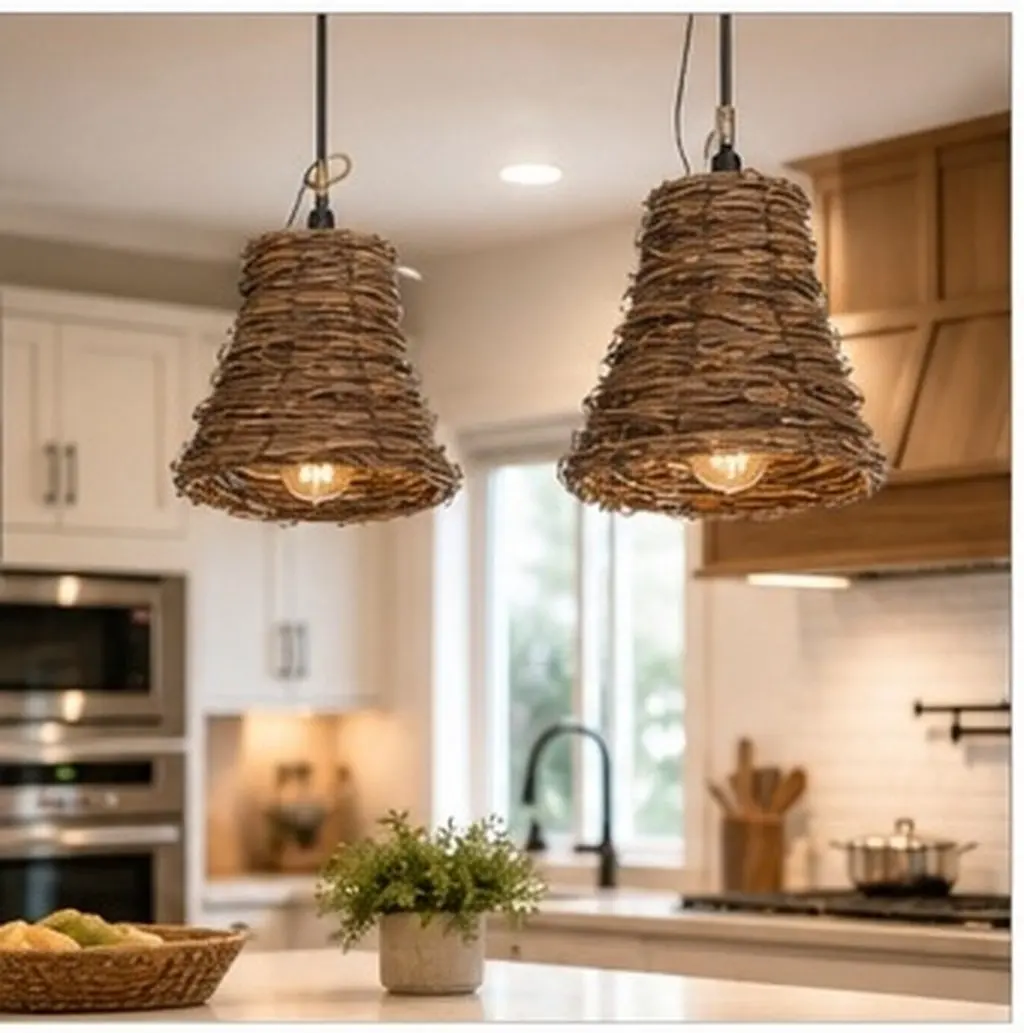 Handwoven Rattan Lamp Shade 6.69x5.12x5.12in Small Bell Pendant Light Cover Vintage Farmhouse Wicker Bulb Guard for Indoor