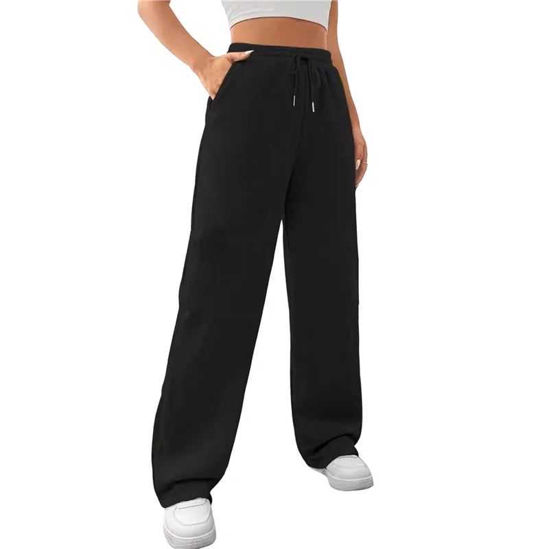 

ABHQ-Females Sweatpants Fall Baggy Wide Leg Sweatpant Fleece Lined Straight Leg Sweat Pants