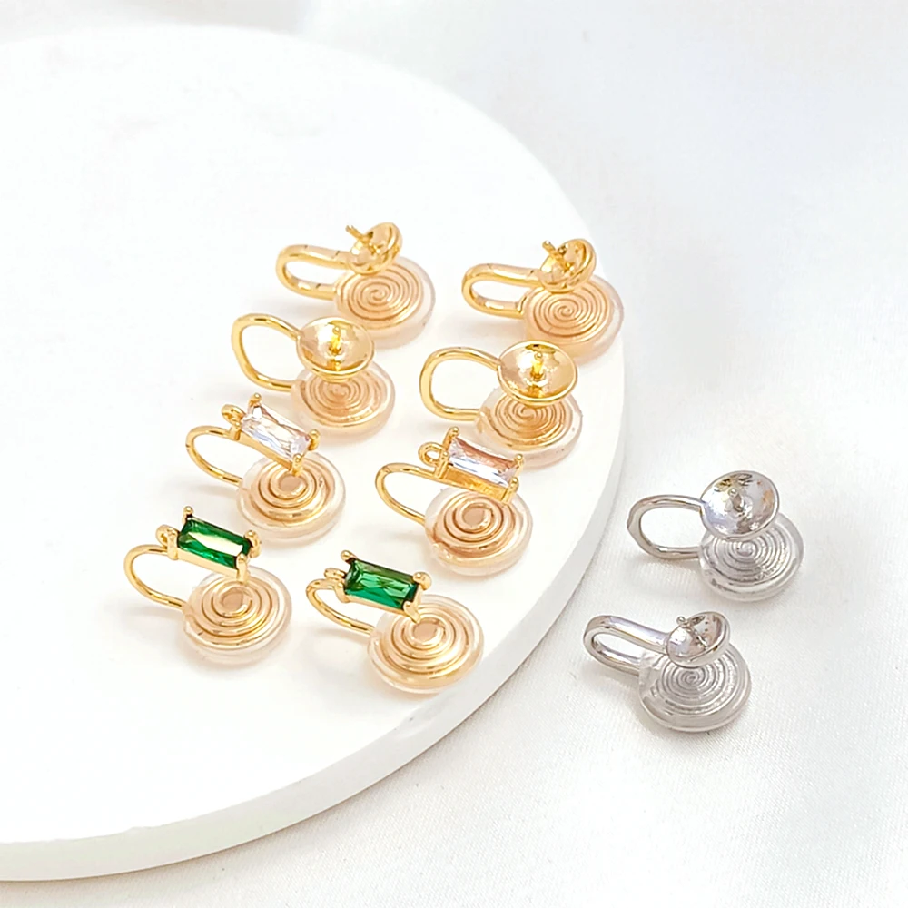 Brass Coated Gold Zircon Inlay Mosquito Coil with Ear Support Clip DIY Jewelry Making Partially Prepared Products Accessories