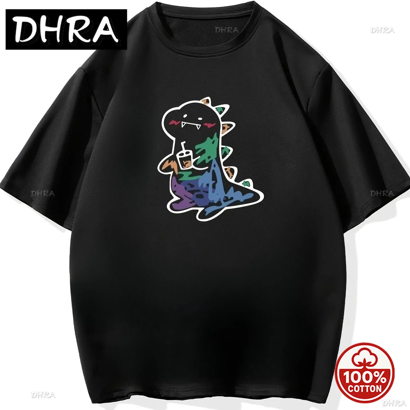

HOT SALE Playful Dinosaur Print Stretch Tee Loose Soft and Comfortable Short Sleeved Top Suitable for All Season Casual T shirt