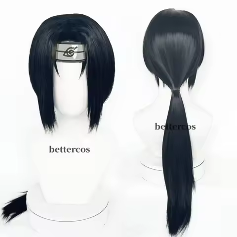Uchiha Itachi Cosplay Wig Itachi Uchiha Long Straight Black Heat Resistant Synthetic Hair Anime Cosplay Wigs Headband