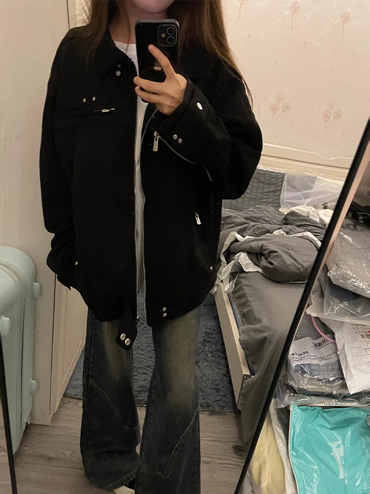 

Ранняя осень Bla Deer Suede Velvet Jaet на молнии Деконструированная мужская подставка irt Fit Long Sve Молодежная модная верхняя одежда