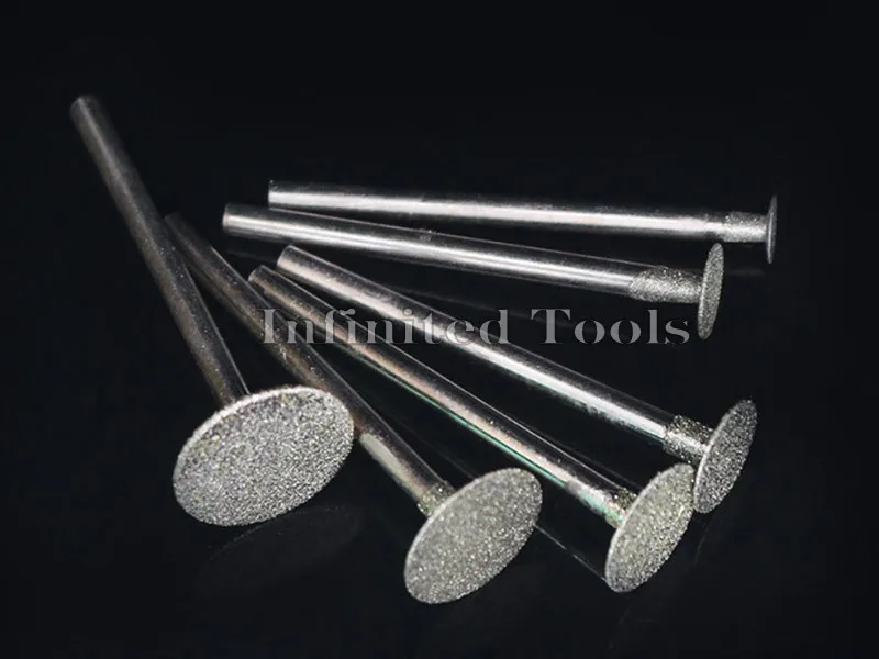 6PCS 2.35mm Shank Grinding Bit Ultra-Thin T Head Diamond Mounted Point Stone Jade Carve Polish Engrave Tool 0.5mm-8mm
