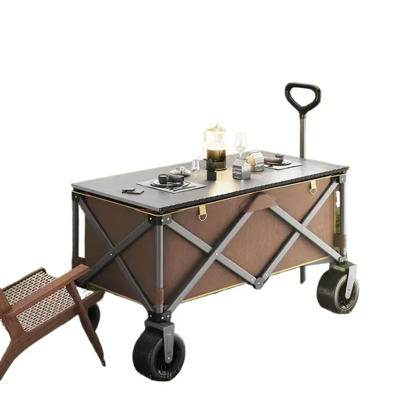 

Stall foldable storage car, camp camper, outdoor trolley, portable picnic special