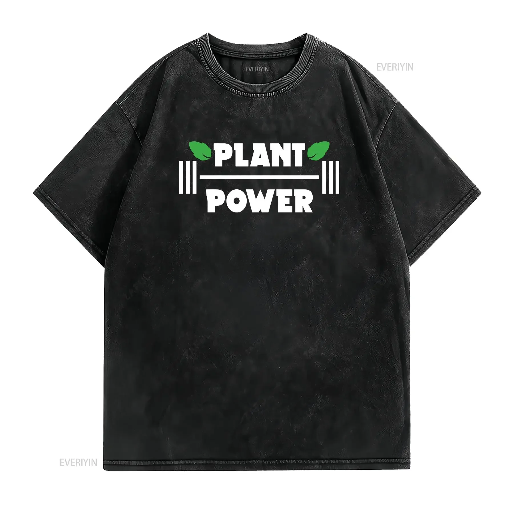 Plant Power Vegan Vegetarian Healthy Life  T Shirt vintage Washed Casual Comfortable Soft Stretched Stylish Slightly Unisex