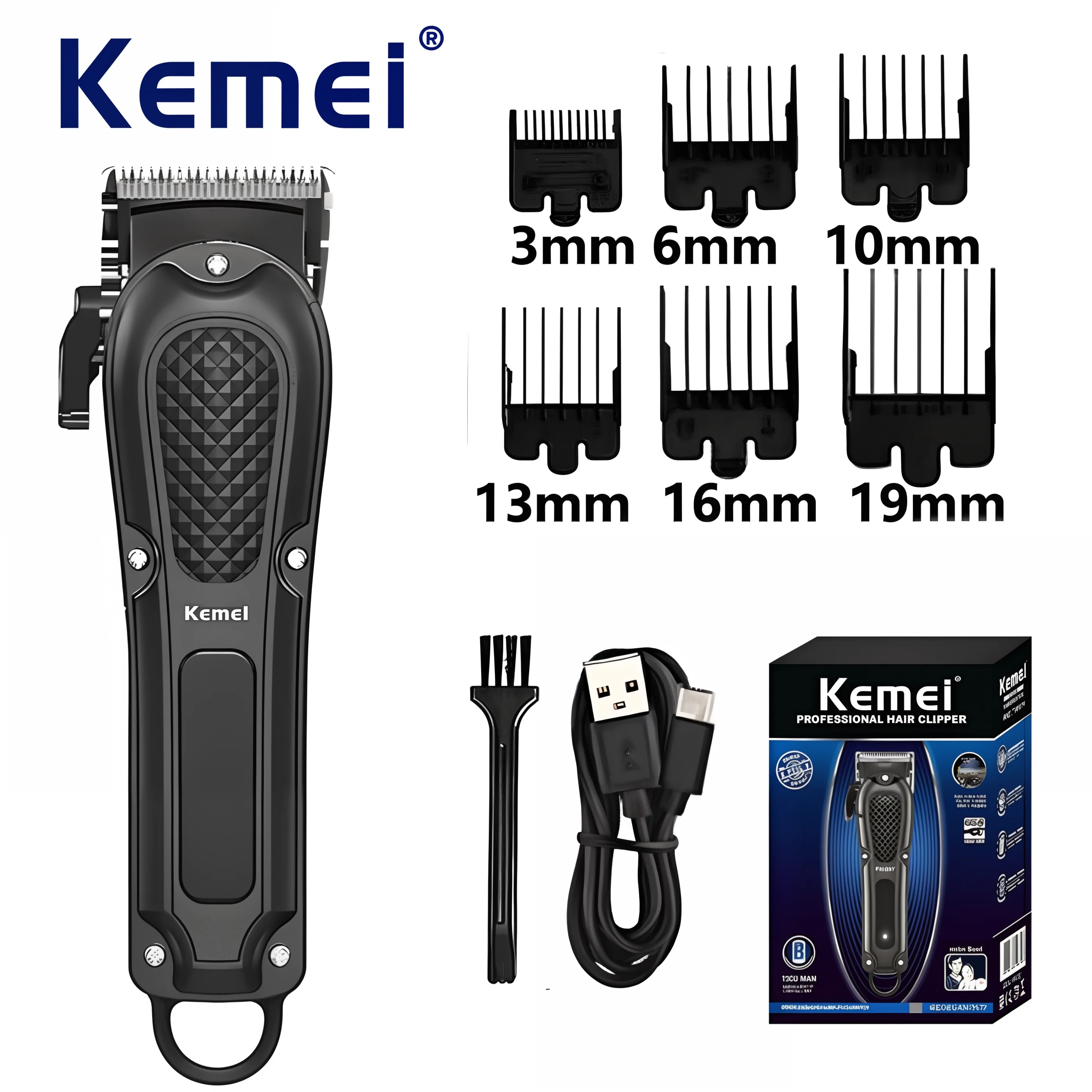 Kemei KM-1071 Electric Hair clipper USB charging cordless beard trimmer men\'s powerful electric hair clipper