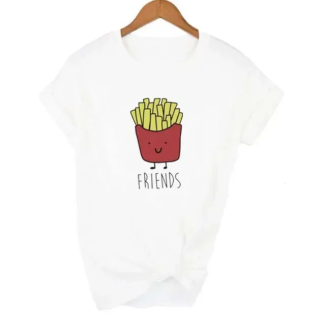Best Friends T shirt Women T-shirt Summer Short Sleeve Sister Bff T Shirt Women Tshirt Top White Casual Tee Shirt Femme