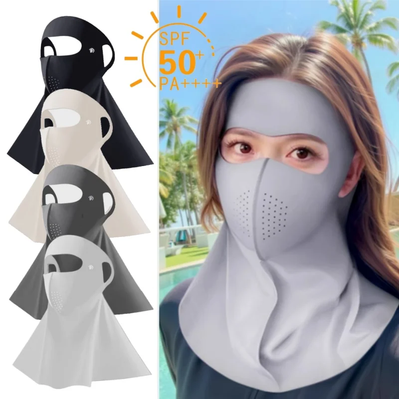 Cool Ice Silk Sonnenschutzmaske 3D UPF50+ Anti-UV-Halstuch Nackenschutz Staubdichter Sonnenschutz Gesichtsstück Outdoor