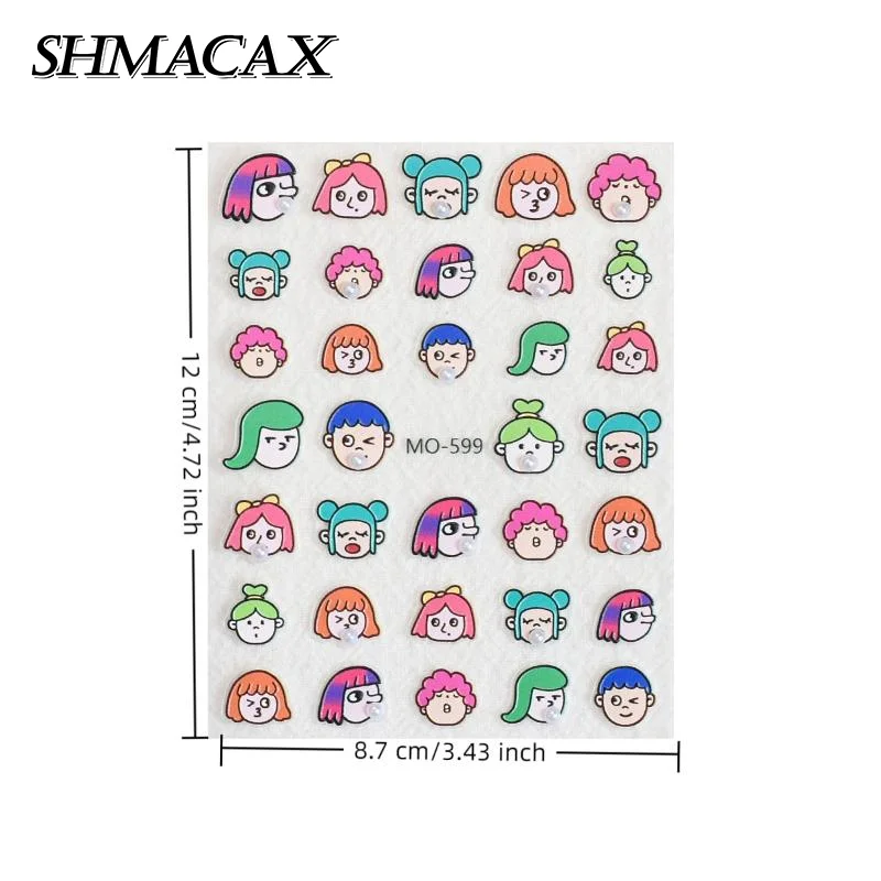 Cartoon Cute Bubble Blowing Girl Nail Art Stickers Manicure Decals Decoration Summer Nail Charm Nail Salon Accessories