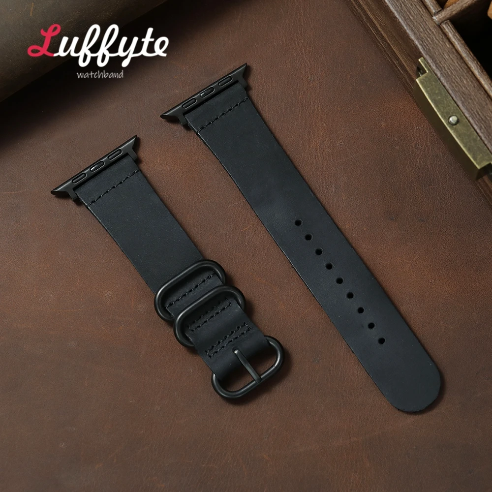 Crazy Horse Echtlederarmband für Apple Watch 1–10, Ultra SE 2, Armbanduhrenarmband für IWatch 38/40/41/42/44/45/46/49 mm – Detail 4