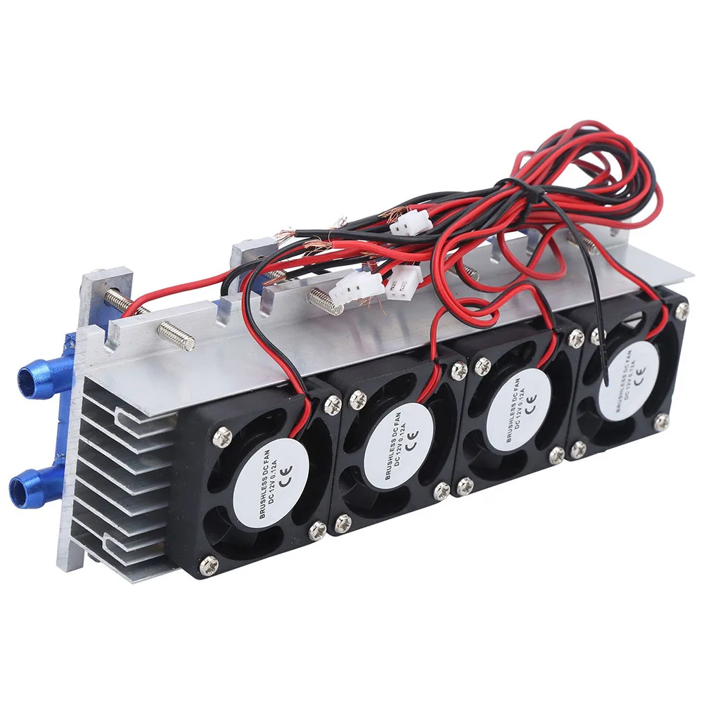 1pcs Semiconductor Refrigerator 4 Chip Refrigerator Thermoelectric Peltier Cooler Water Cooling Device 12V 288W DC12V DIY Kit