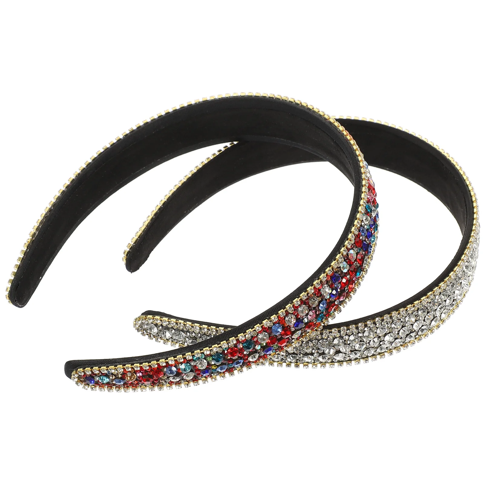 

2Pcs Jeweled Headbands for Women Glitter Hair Bands Sparkle Headband Fashion Wide Headbands for Special Occasions