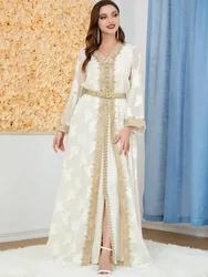 Eid Muslim Party Abaya Women 2 Piece Set with Inner Dress Ramadan Cardigan Long Dress Kaftan Vestidos Largos Robe Jalabiya 2024
