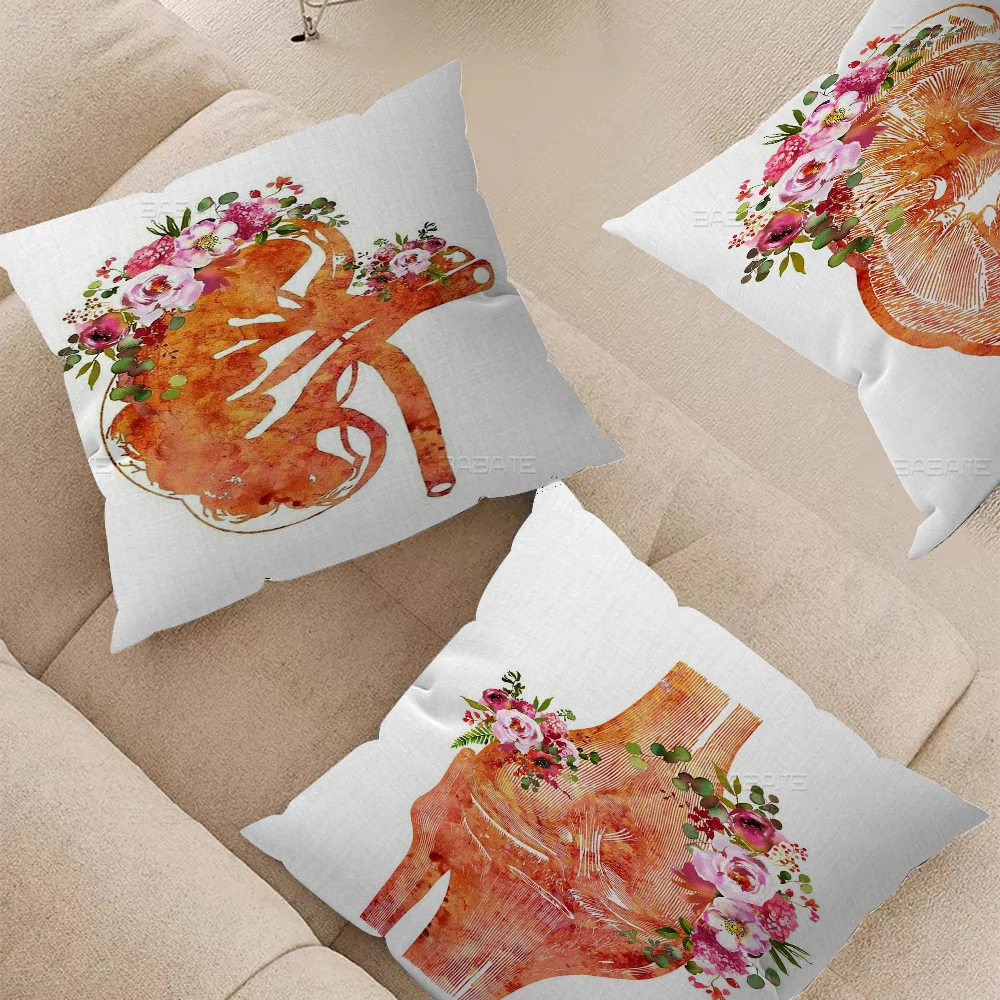 Abstract Medicine Anatomy Cushion Cover Decorative Pillow Sofa Home Decor Case Pillow Cases