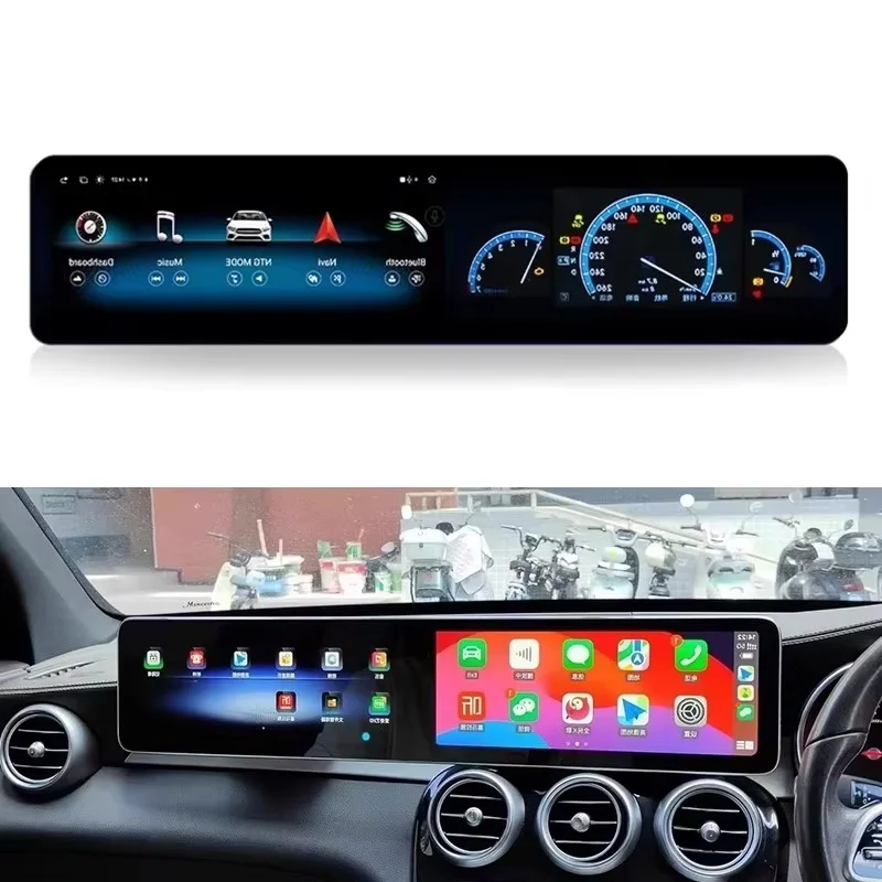 

Автомобильный мультимедийный видеоплеер с двойным экраном 25,6 дюйма 8G 128G для Benz C GLC NTG 5,0 5,5 6,0 2015-2020 Carplay GPS-навигация Android