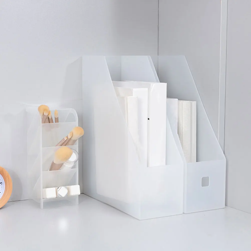 

2 Pcs File Rack Document Organizer 9x24x27cm Transparent Double Sided Desktop Holder Archive Box Storage Solution Office