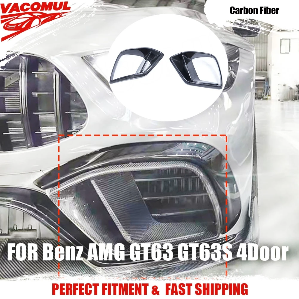 

VACOMUL For Benz For AMG GT63 GT63S 4Door 2019-2023 Dry Carbon Front Bumper Fog Lamp Air Vent Trim Car Bumper Decoration
