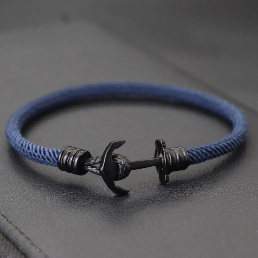 Unique Anchor Bracelet For Men Grade A 4mm Rope Nautical Wrap Braslet Luck Red Thread Outdoor Cool Biker Hand Accessories Joias