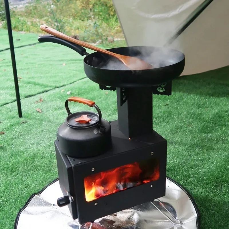 

Strong Flames Easily Boiling Water Not Cast Iron Camp Cooking Rocket Stove Portable Outdoor Wood Burning Stove