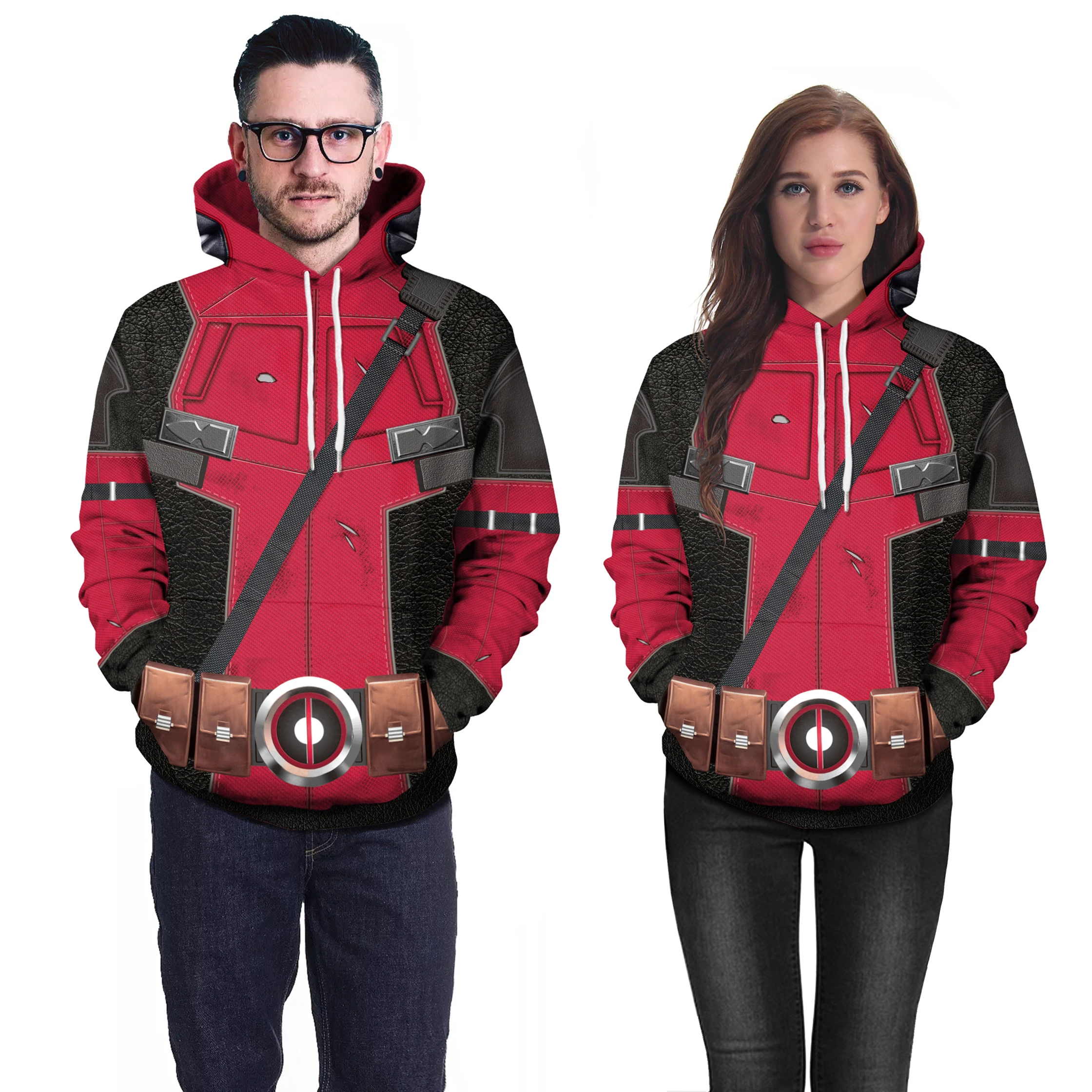 Zawaland Cosplay Superhero Hoodies para Homens, Moletons Vermelhos, Streetwear de Carnaval, Capuz Masculino Pullover, Traje Cosplay, Vestuário Adulto, Moda