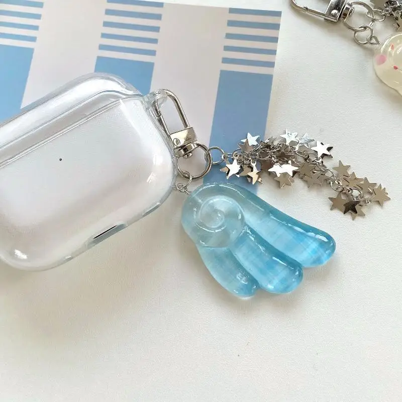 1 Stück Schlüsselanhänger mit Engelsflügel, modischer Taschenanhänger mit Punktmuster, Y2K-Stern-Verschluss, Taschen-Charm, Hängedekoration für Rucksack und Handtasche – Detail 9