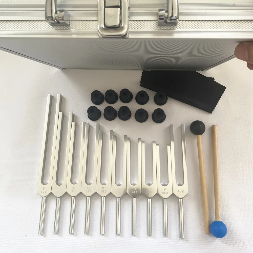 Group of 10 tuning forks Group of 10 174 285 396 417 528 639 741 852 963 432 tuning fork