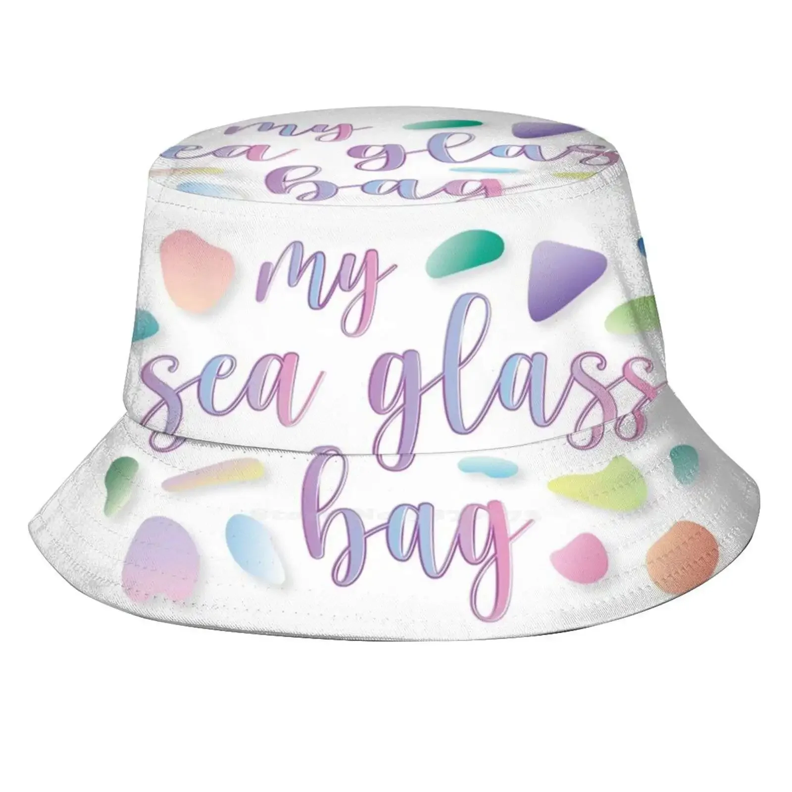 My Sea Glass Bag! Print Bucket Hats Sun Cap Sea Glass Hunter Sea Glass Collector Beachcombing Finding Searching Beach Glass